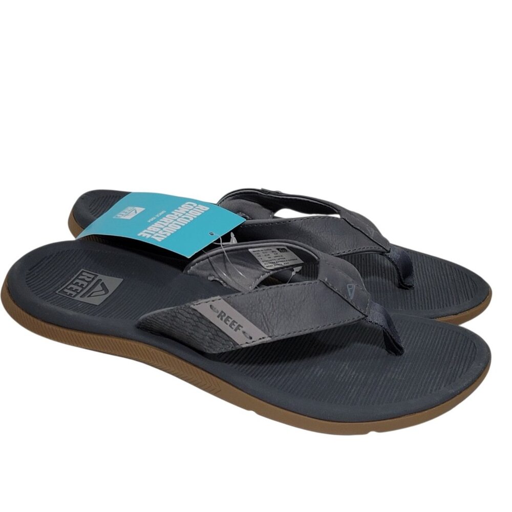 Reef Santa Ana Flip Flop Sandals Men Size 8 Arch Support Water Friendly Gray NEW